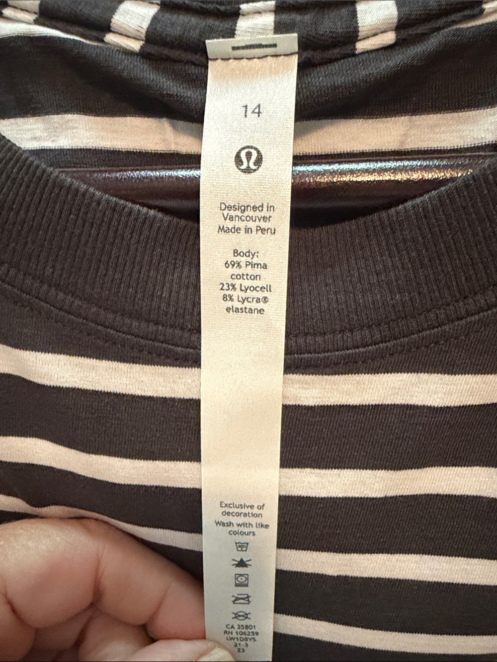 Lululemon Sleeveless Dark Grey and White Striped Tank Top - Picture 3 of 3